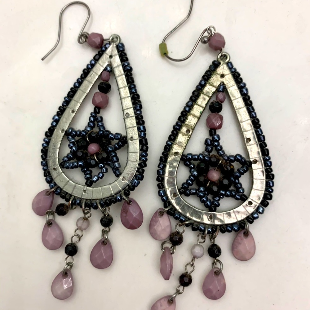 Silver beaded earrings